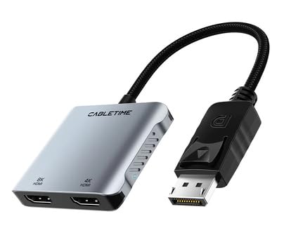 8K DisplayPort to Dual HDMI Adapter for 4K Dual Monitor