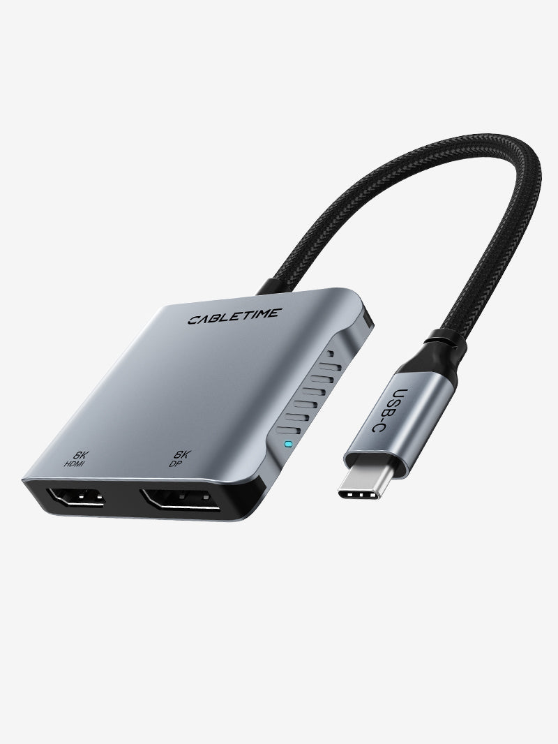 8K USB C To HDMI DP Adapter Dual 4K