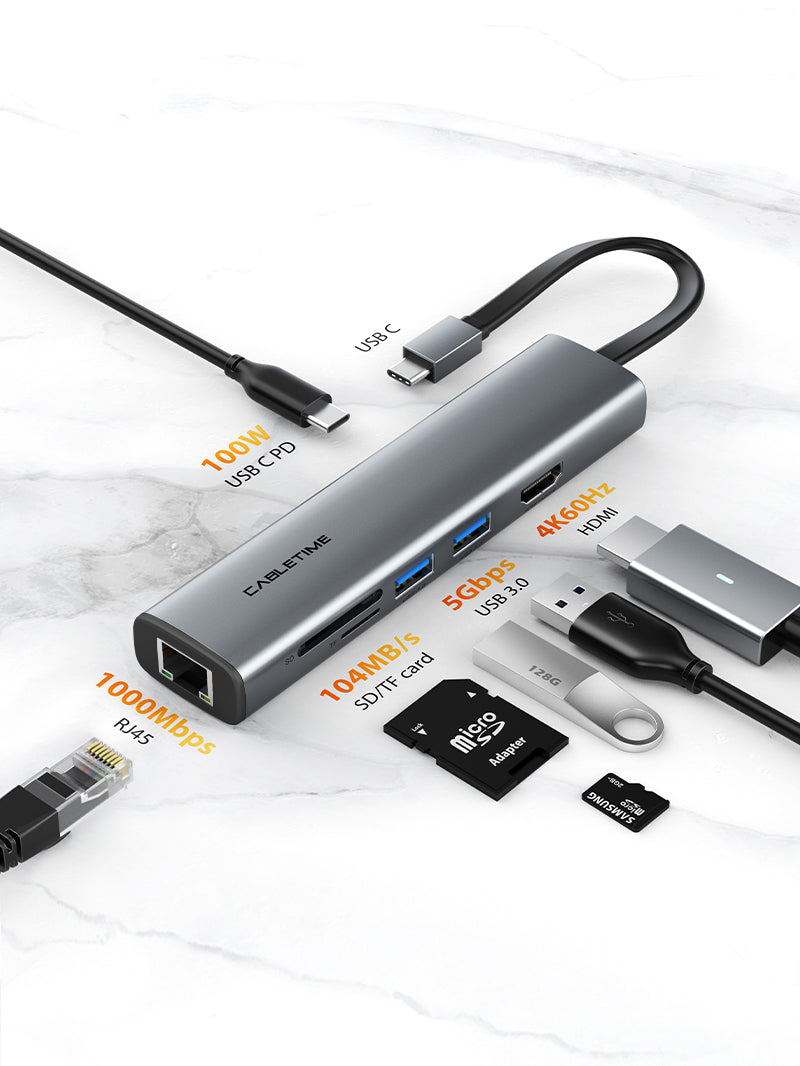 Slim 7-In-1 USB C Hub For Macbook Pro